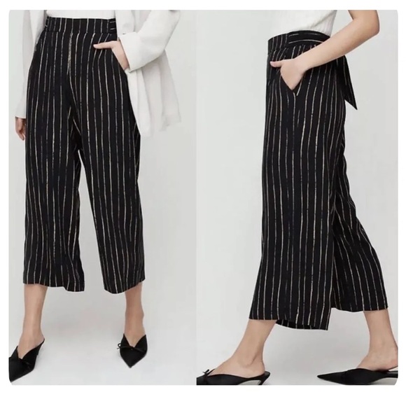 🍂fall drop🍂 Aritzia Wilfred wide leg flowy Capri faun pants - Picture 1 of 9